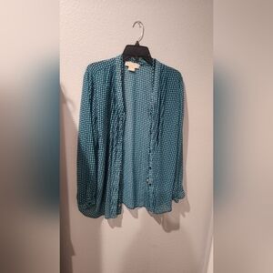 Michael Kors Blue and White Checkered Blouse